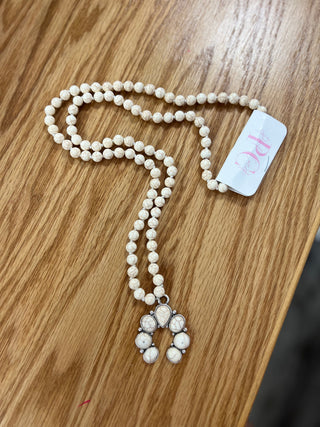 Ivory Beaded Concho Necklace