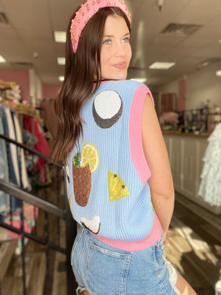 Queen of Sparkles Periwinkle Pina Colada Queen Sweater Tank