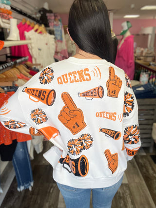 Orange & Black Cheers Queen Icon Sweatshirt Queen of Sparkles