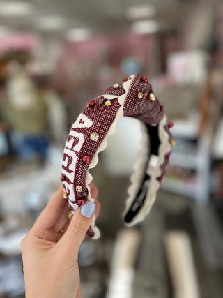 Gig'Em Aggies Cross Stitch Headband