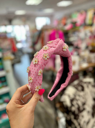 Pink 3D Flowers Headband