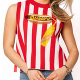 Queen of Sparkles Red and White Stripe Hot Dog Knit Tank
