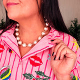 Wrinkled Pearls Amelia Necklace-Gold-Leetie Lovedale