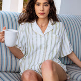Rhinestone Stripe Pajama Shorts - White [Queen of Sparkles]