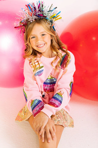 Mega Ornament Sweatshirt Pink Child Size Queen of Sparkles