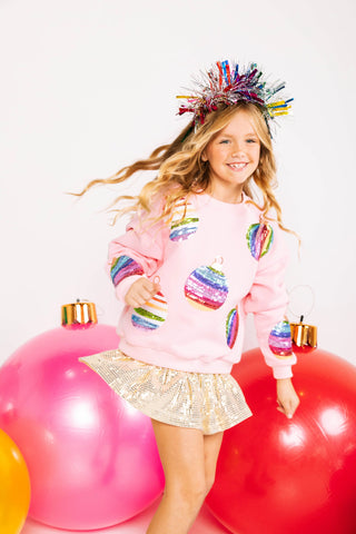 Mega Ornament Sweatshirt Pink Child Size Queen of Sparkles