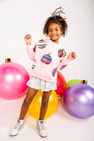 Mega Ornament Sweatshirt Pink Child Size Queen of Sparkles