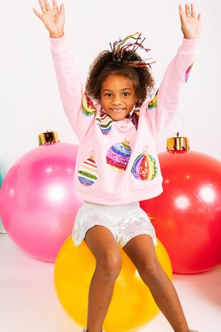Mega Ornament Sweatshirt Pink Child Size Queen of Sparkles