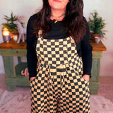 Checkered Wide Leg Overalls