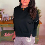 Peace Sign Pinstripe Palazzo Pants