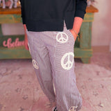 Peace Sign Pinstripe Palazzo Pants