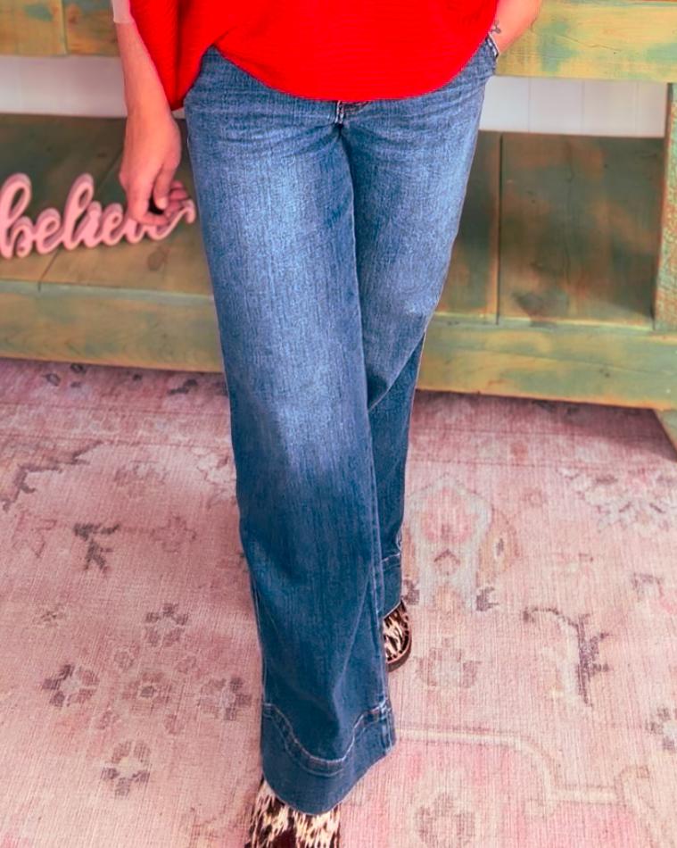 Mid Rise Trouser Retro Wide Leg Jean | Judy Blue