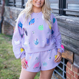 Lavender Multi Chicken Shorts - Queen of Sparkles