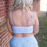 LoveShackFancy Erza Bow Print Active Bra – Chilled Blue