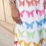 Queen of Sparkles White Multi Butterfly Sequin Midi Skirt