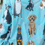 Queen of Sparkles Aqua Gingham Queen of Dogs Button Up Long Sleeve Top