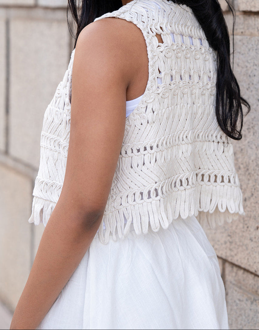 Matilda Crochet Vest - Natural