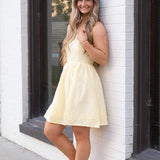 Yellow Floral Embroidered Mini Dress - Shell