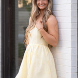 Yellow Floral Embroidered Mini Dress - Shell