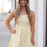 Yellow Floral Embroidered Mini Dress - Shell