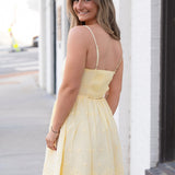 Yellow Floral Embroidered Mini Dress - Shell