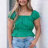 Radiate Cap Sleeved Top - Green