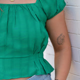 Radiate Cap Sleeved Top - Green