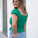 Radiate Cap Sleeved Top - Green