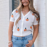 Citron Embroidered Orange Knit Shirt