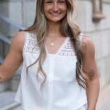 Lowtide Lace Trim Sleeveless Top - Shell