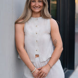 Garden Sun Button Tank - Taupe