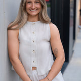 Garden Sun Button Tank - Taupe