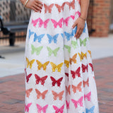 Queen of Sparkles White Multi Butterfly Sequin Midi Skirt