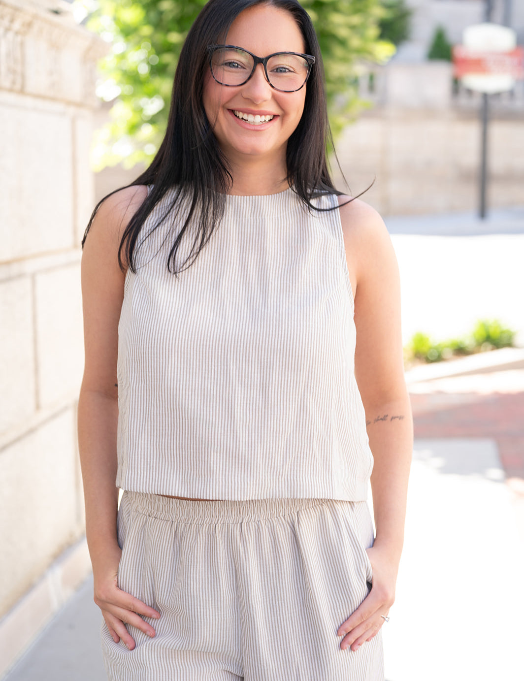Garden Sun Button Tank - Taupe