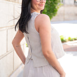 Garden Sun Button Tank - Taupe