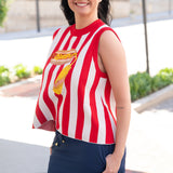 Queen of Sparkles Red and White Stripe Hot Dog Knit Tank