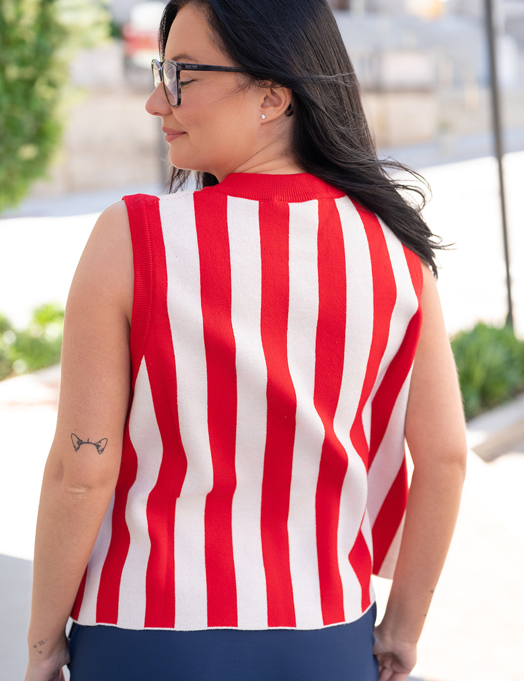 Queen of Sparkles Red and White Stripe Hot Dog Knit Tank