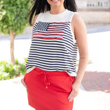 Queen of Sparkles American Flag Stripe Knit Tank