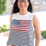 Queen of Sparkles American Flag Stripe Knit Tank