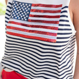 Queen of Sparkles American Flag Stripe Knit Tank