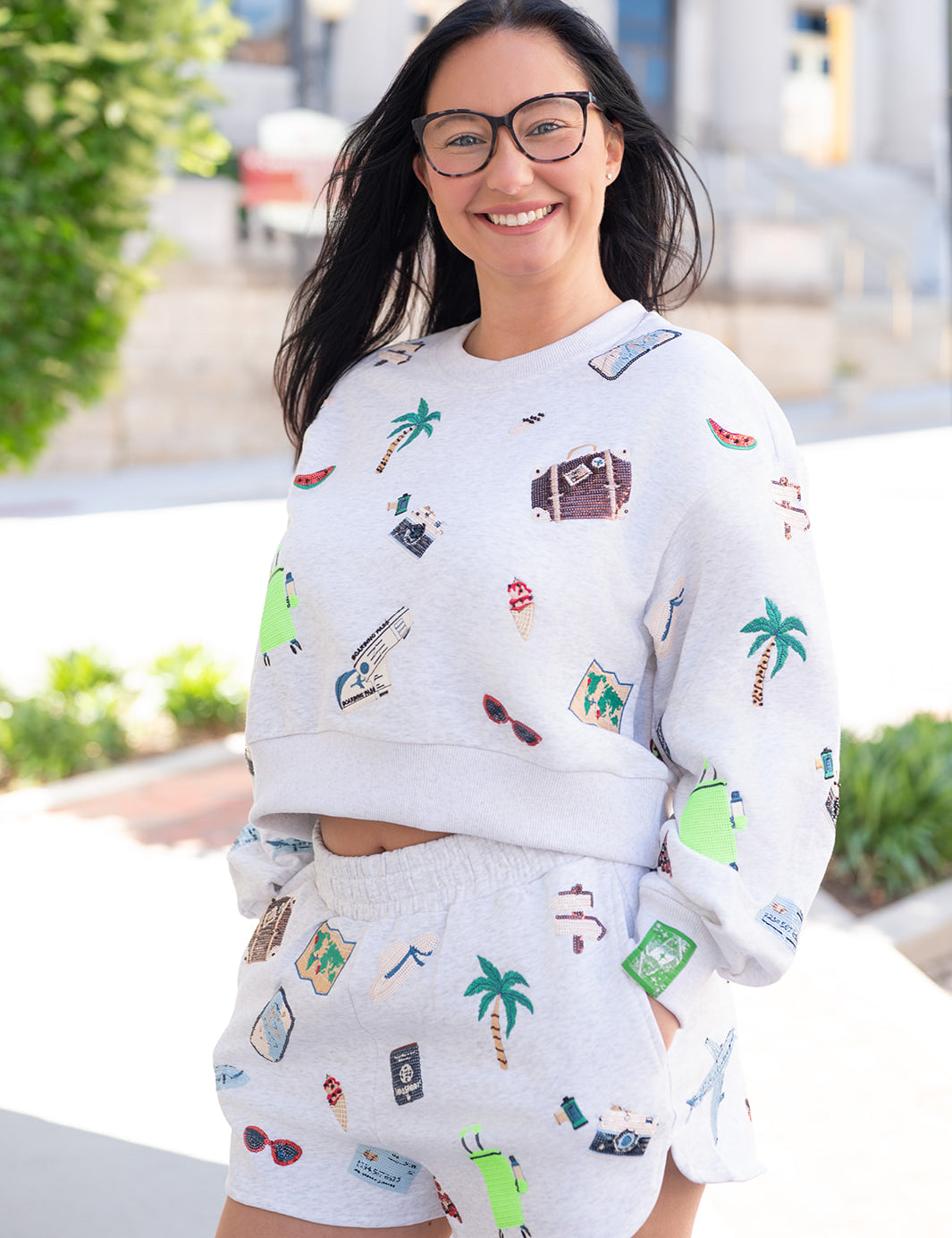 Queen of Sparkles Multi Travel Icon Lounge Shorts