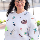 Queen of Sparkles Multi Travel Icon Cropped Sweatshirt