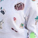 Queen of Sparkles Multi Travel Icon Cropped Sweatshirt