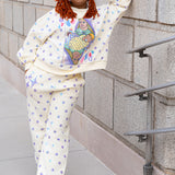 Beige & Lavender Polka Dot Sparkle Logo Sweatshirt - Queen of Sparkles