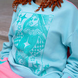 Aqua & Pink Cotton Colorblock Card Sweatshirt- Queen Of Sparkles