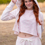 LoveShackFancy Arienne Bow Print Zip Hoodie – Chantilly