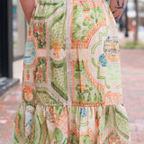 Scarf Print Stitch Detail Midi Skirt-En Saison