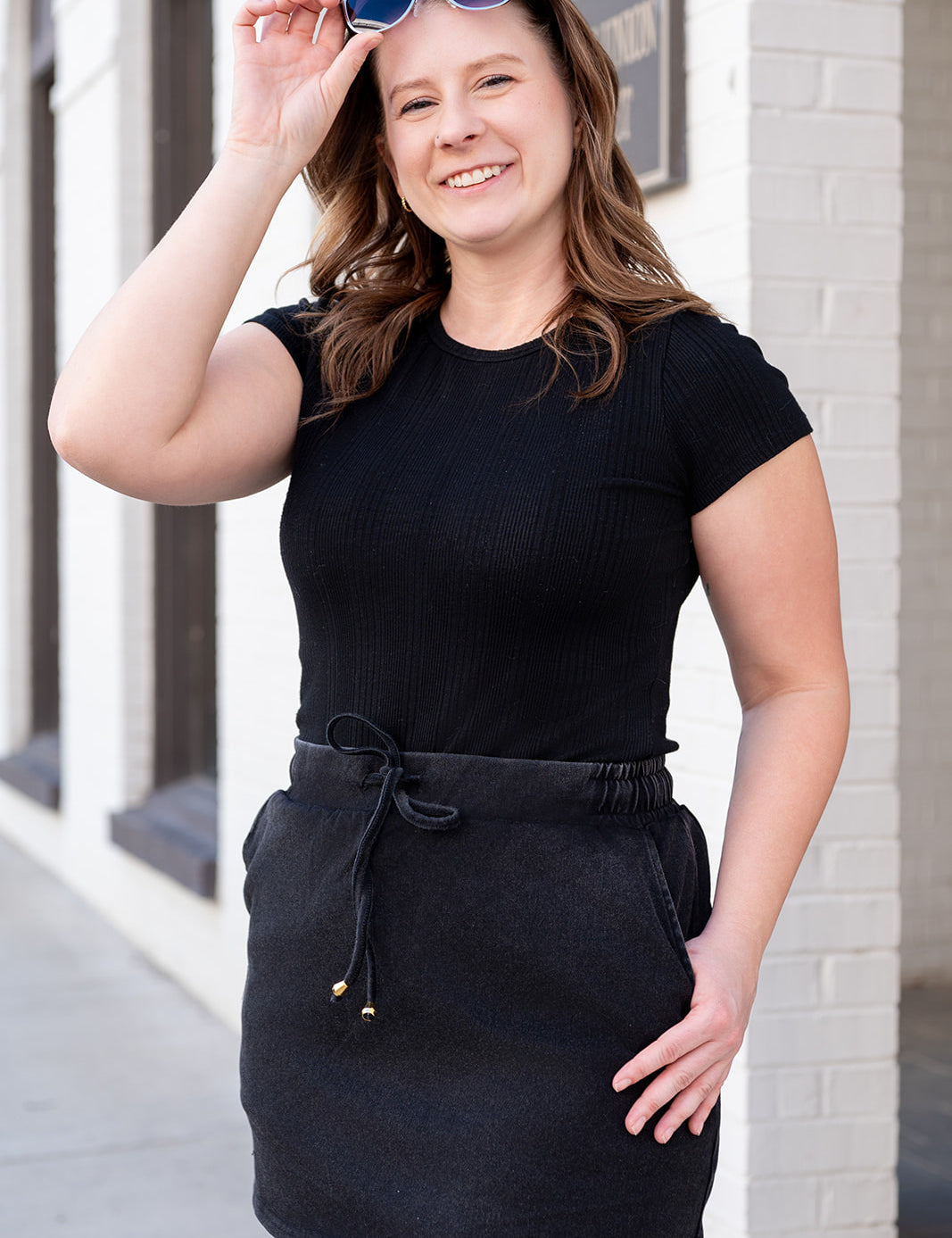 Refined Denim Stretch Skort Black Wash