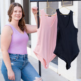 Blush Essential V Neck Sleeveless Bodysuit