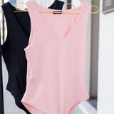 Blush Essential V Neck Sleeveless Bodysuit
